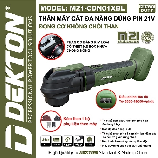 Thân Máy cắt rung đa năng dùng pin Dekton M21-CDN01BL