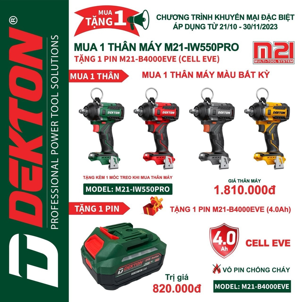 Máy Siết Bulong M21-IW550PRO (1 Thân + Tặng 1 Pin)