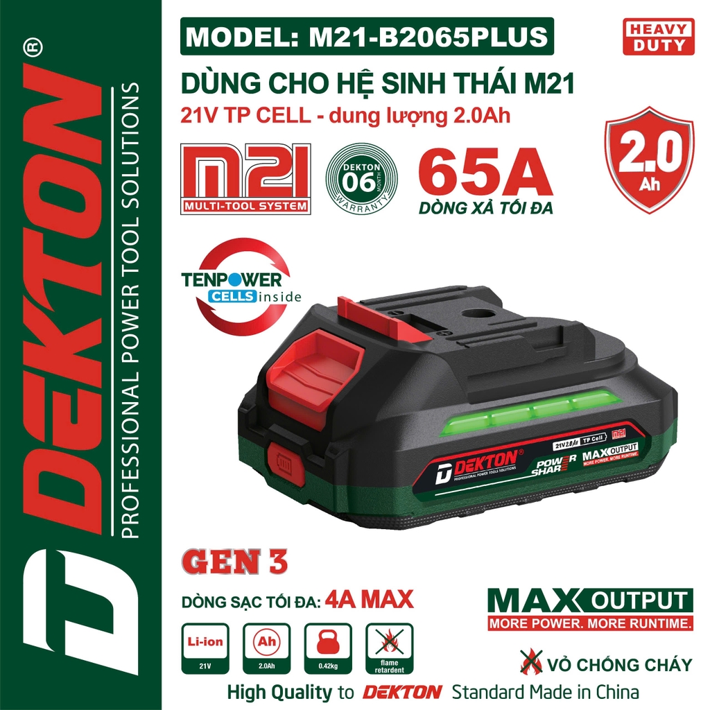 Pin Dekton 2.0 ah - 5Cell M21-B2065PLUS