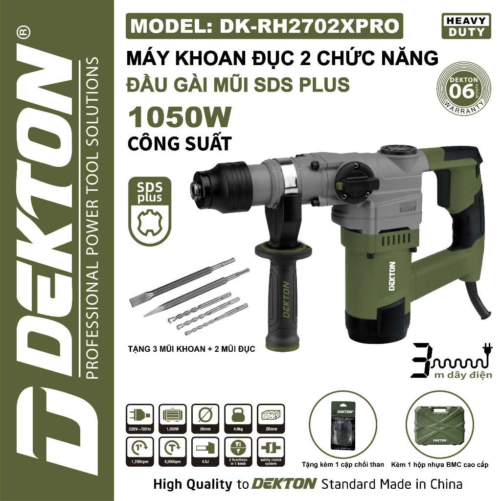 Máy khoan đục 1050W Dekton DK-RH2702XPRO