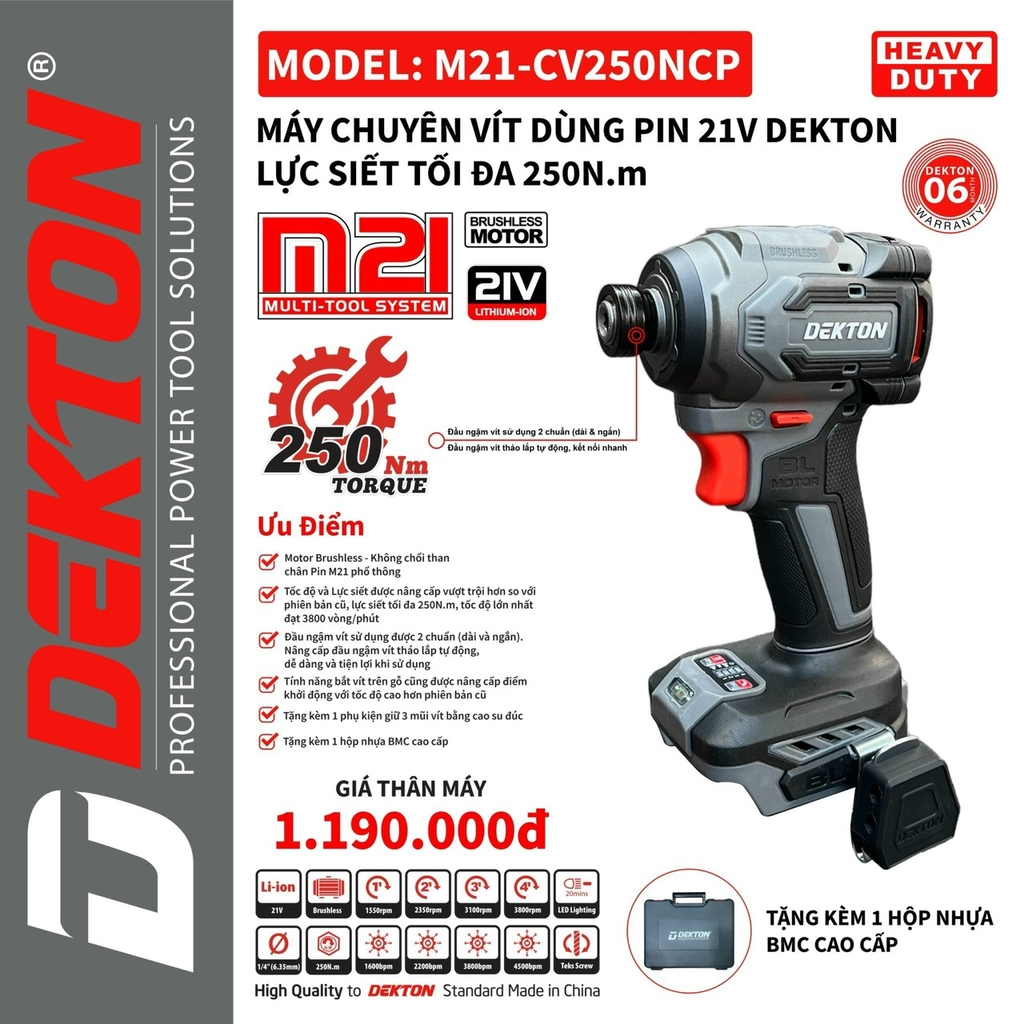 Chuyên vít M21-CV250NCP - Chân Pin M21 phổ thông