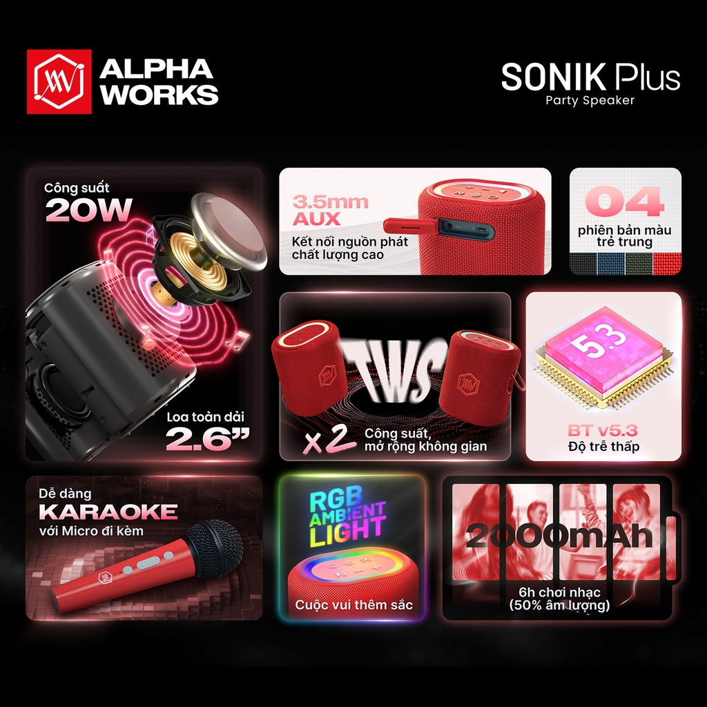 Loa Bluetooth Alpha Works SONIK Plus