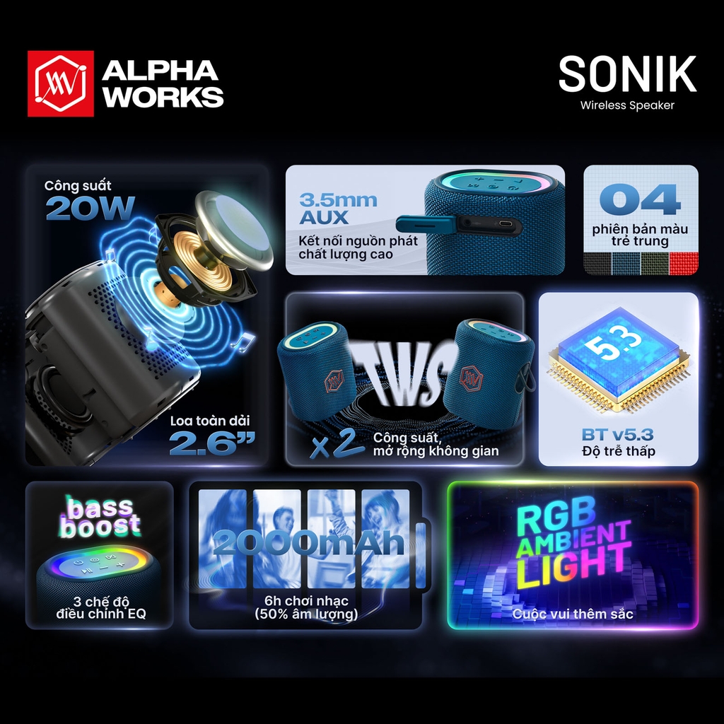 Loa Bluetooth Alpha Works SONIK