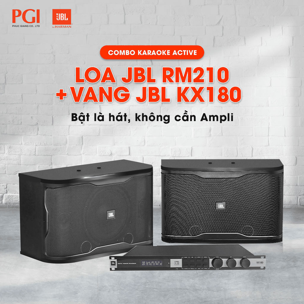 Combo Karaoke Active (Bộ Loa JBL RM210 + Vang Số JBL KX180 + Micro JBL VM200) - Hàng Chính hãng PGI
