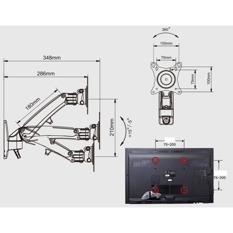 Giá Treo Tivi Xoay đa hướng NB-F200 (27