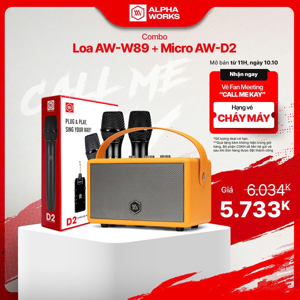 [Alpha Works x Kay Trần] Combo Loa Alpha Works W89 + Micro Alpha Works D2_Tặng vé FMT 