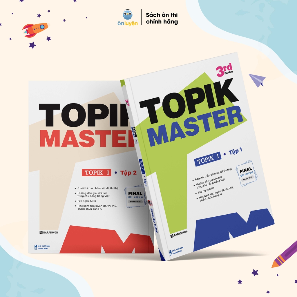 Sách TOPIK MASTER - Luyện đề TOPIK I + TOPIK II với Đề thi mẫu chuẩn cấu trúc, có chấm chữa chi tiết (bản Hàn - Việt) – Nhà sách Ôn luyện