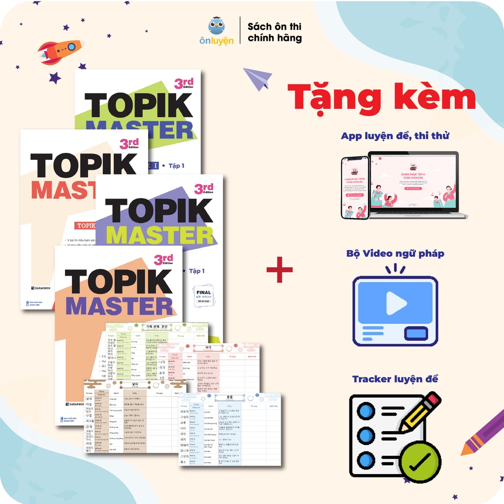 Sách TOPIK MASTER - Luyện đề TOPIK I + TOPIK II với Đề thi mẫu chuẩn cấu trúc, có chấm chữa chi tiết (bản Hàn - Việt) – Nhà sách Ôn luyện