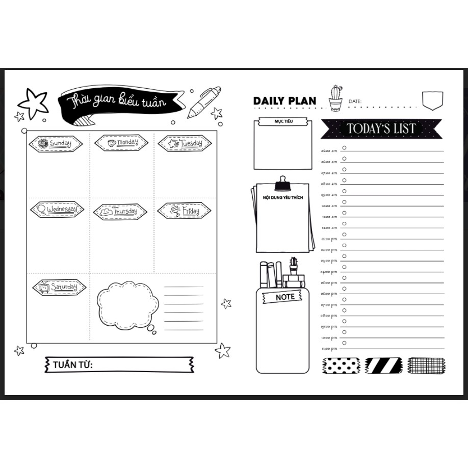 Sổ tay cute kế hoạch học tập 80 trang Study planner Ôn Luyện giao mẫu ngẫu nhiên