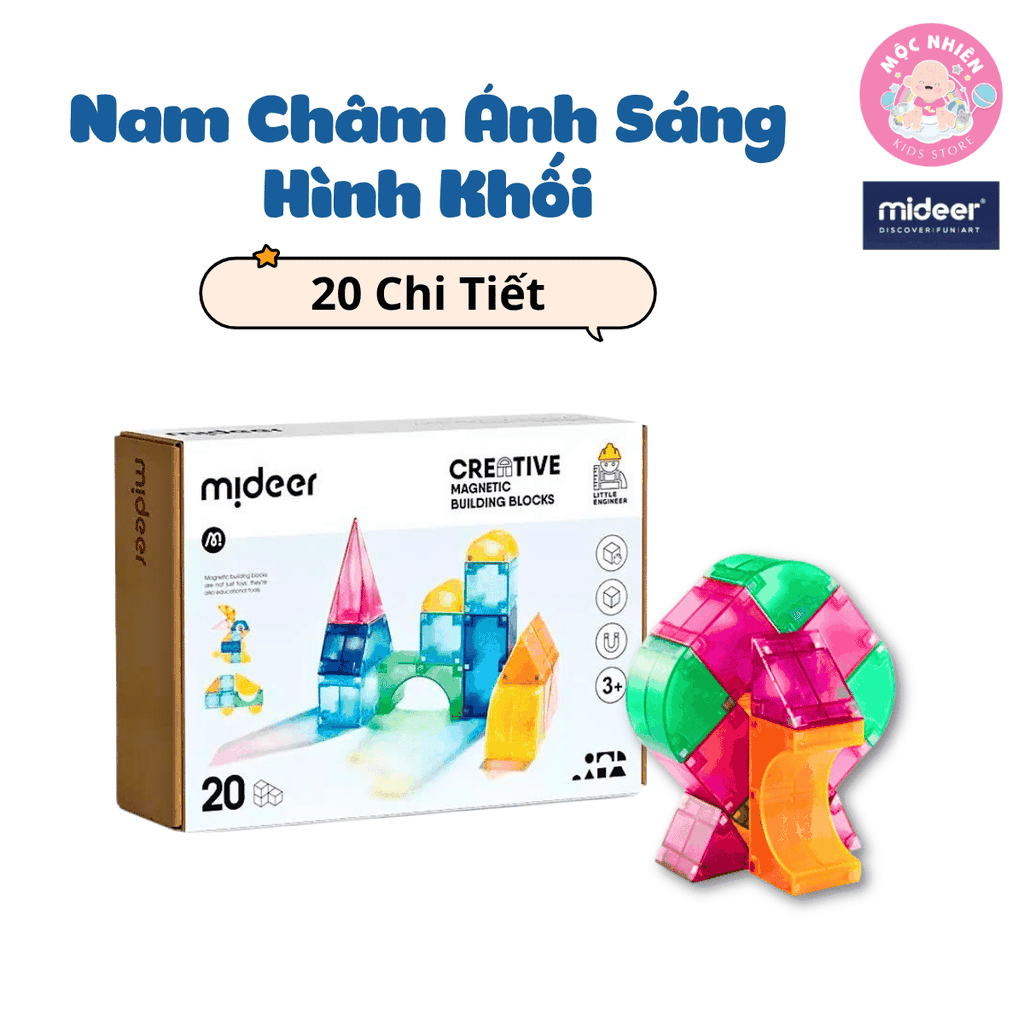Đồ chơi xếp hình nam châm ánh sáng hình khối - Mideer Creative Magnetic Building Blocks - Dành cho bé từ 3 tuổi