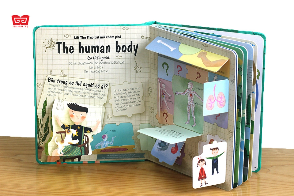 Sách Tương Tác Lật Mở Khám Phá Khổ lớn Lift-The-Flap - Lật mở khám phá - The Human Body - Cơ thể người (Dành cho bé từ 5-12 tuổi) - Đinh Tị Books