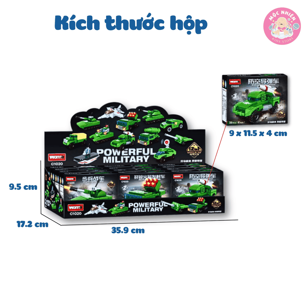 Bộ đồ chơi lắp ráp Woma C1020 - Quân sự (Nguyên bộ gồm 12 hộp lẻ với tổng 460 mảnh ghép)