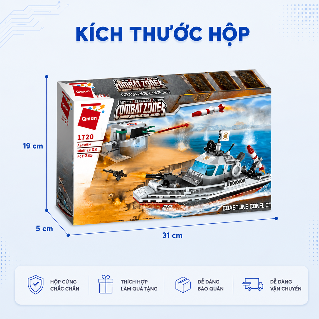 Đồ chơi lắp ráp Qman 1720 - Cuộc xung đột bờ biển (235 chi tiết)
