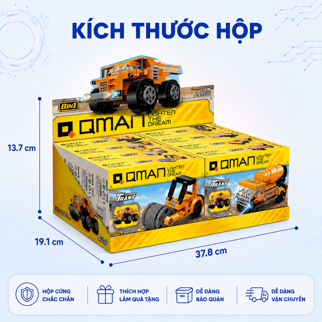 Đồ chơi xếp hình Qman 42204 - Xe xây dựng/ Xe vận tải hạng nặng (463 chi tiết)