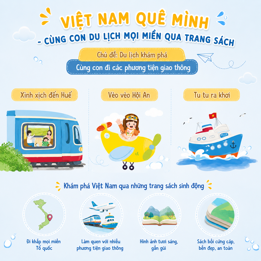 Sách thơ - Bộ Việt Nam quê mình 3 cuốn Bồi cứng tái bản cho bé 0-6 tuổi - Lionbooks
