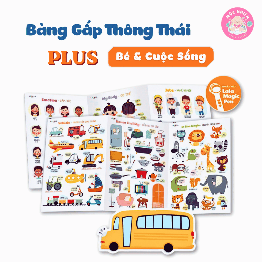 Combo 03 Bảng gấp thông thái PLUS có tích hợp công nghệ đọc với bút chấm đọc Lala magic pen của Lalala baby