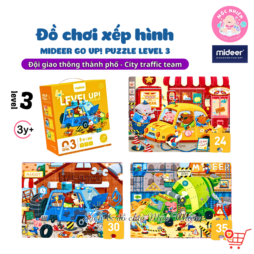 Đồ chơi xếp hình puzzle Mideer - Level 3 (03 tranh 24-30-35 mảnh ghép)
