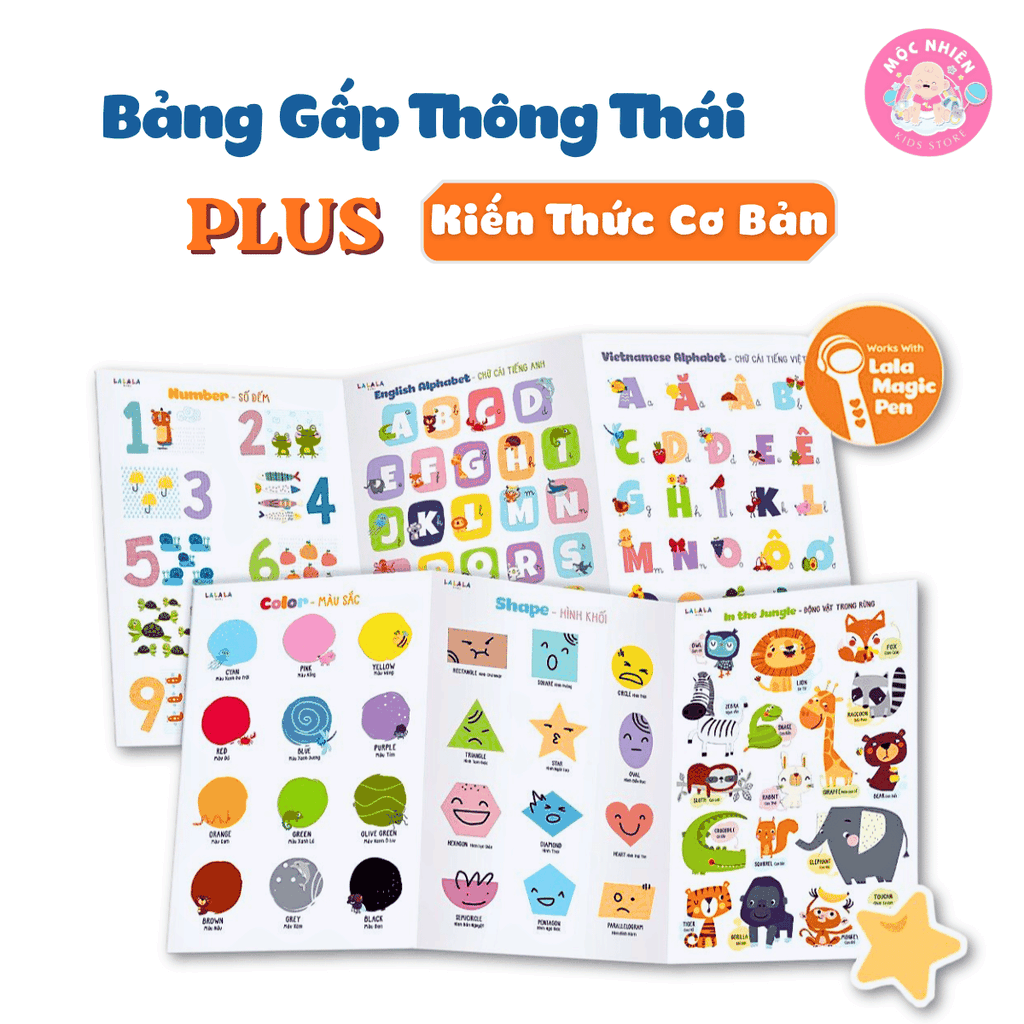 Bảng gấp thông thái PLUS có tích hợp công nghệ đọc với bút chấm đọc Lala magic pen của Lalala baby