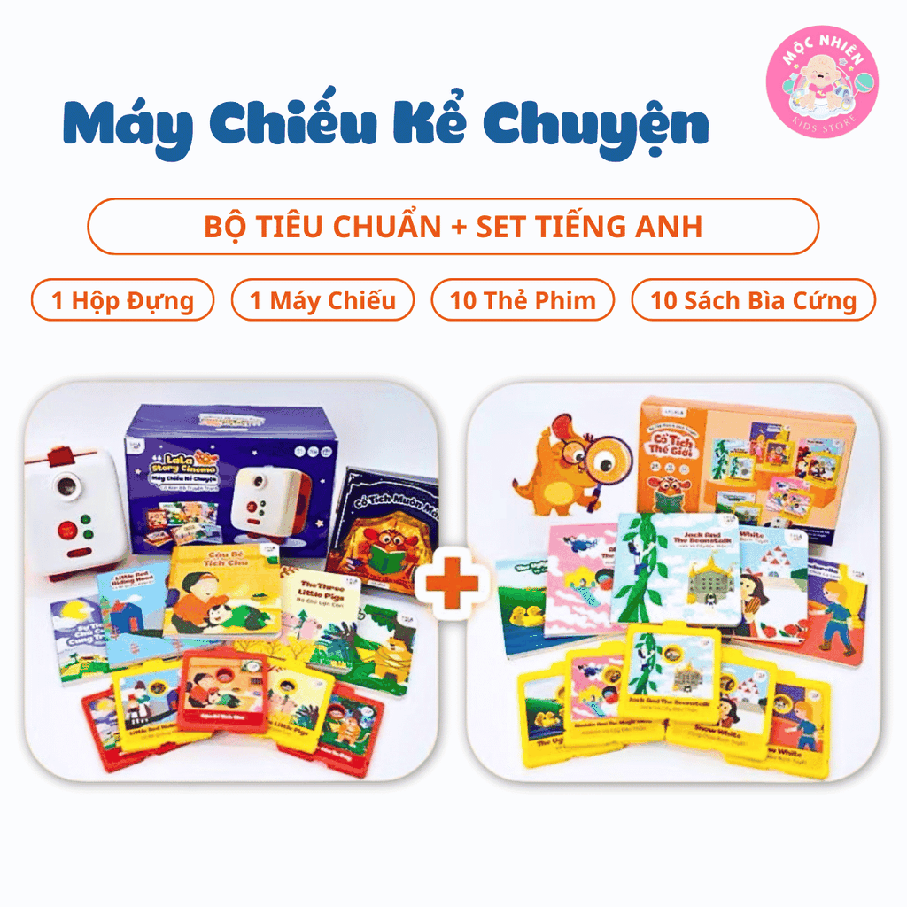 Combo Máy chiếu kể chuyện Lala Story Cinema Bộ tiêu chuẩn và Set cổ tích tiếng Anh - Lalala baby