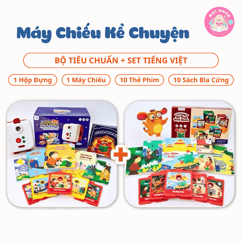 Combo Máy chiếu kể chuyện Lala Story Cinema Bộ tiêu chuẩn và Set cổ tích tiếng Việt  - Lalala baby