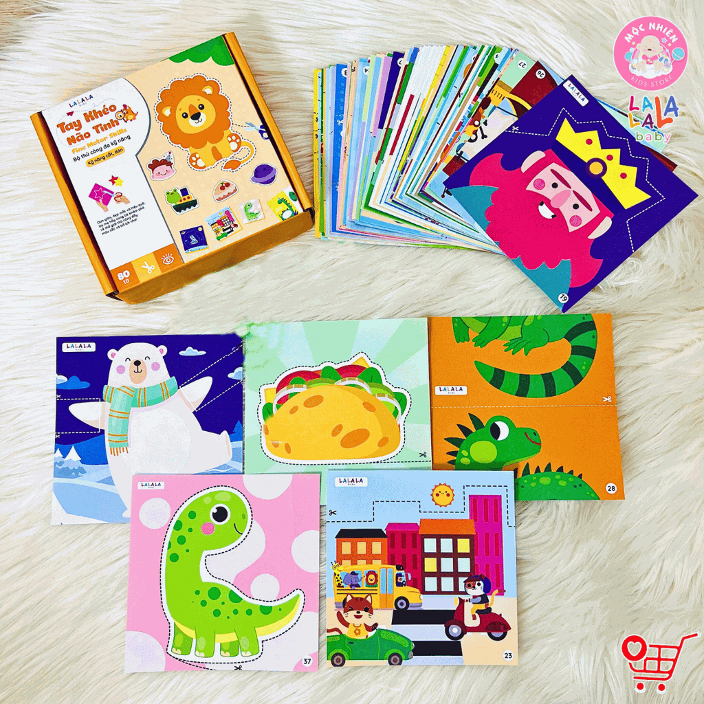 Đồ Chơi Giấy Thủ Công Đa Kỹ Năng Cắt Dán - Tô Màu - Gấp Giấy Tay Khéo Não Tinh Lalala Baby
