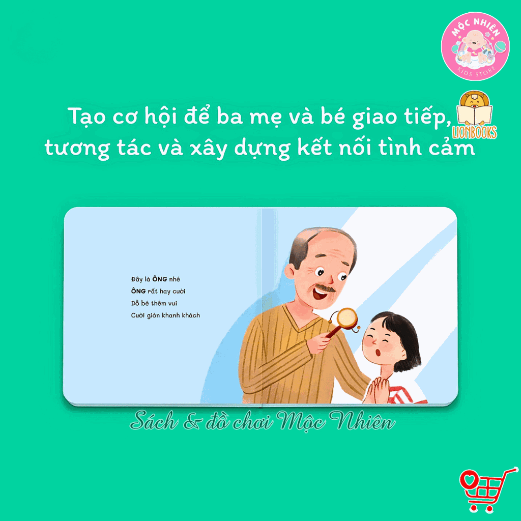 Bộ sách đầu tiên của bé 5 cuốn bồi cứng - Sách thơ cho bé sơ sinh, 0-6 tháng, 1 tuổi, em bé tập nói phát triển vốn từ - Lionbooks