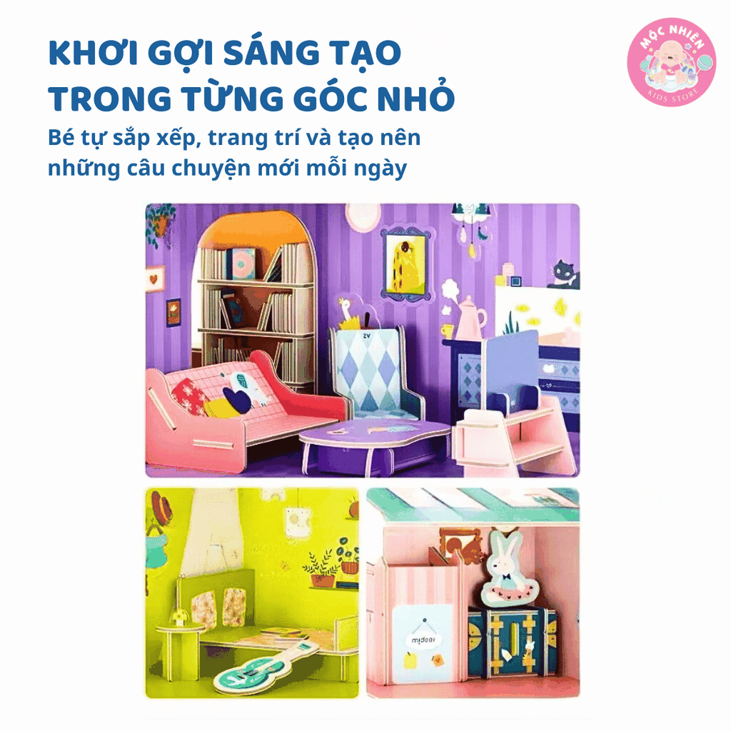 Đồ chơi lắp ráp Mô hình nhà búp bê biệt thự Mideer - Creative 3D Villa