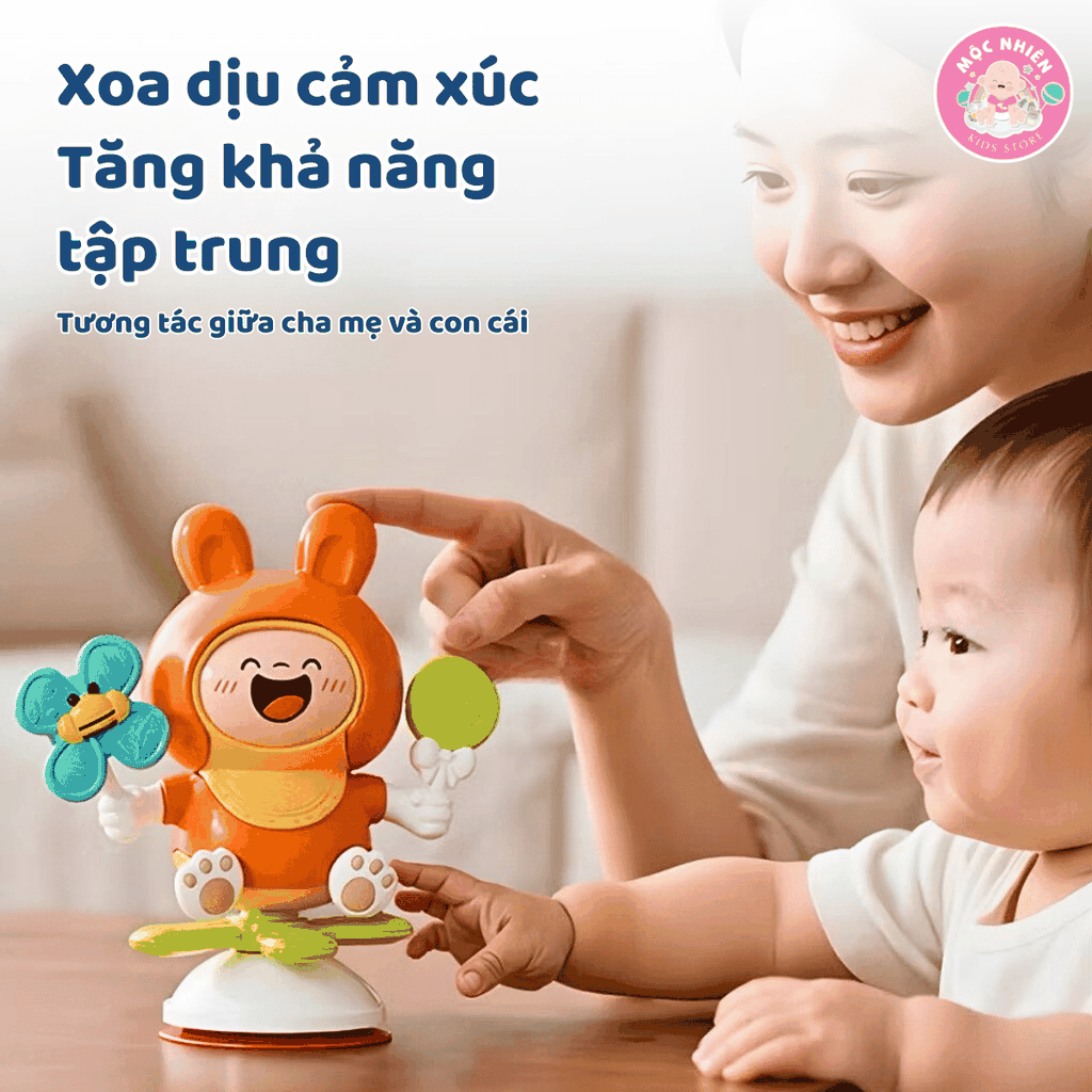 Đồ chơi thỏ nhảy múa thay đổi biểu cảm kèm chong chóng xoay tròn cho bé sơ sinh Goodway Rabbit