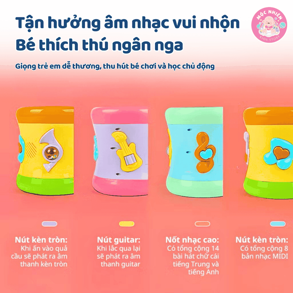 Trống đồ chơi hai mặt phát nhạc cho bé Goodway Drum GW3501C, Đồ Chơi Âm Nhạc An Toàn Cho Bé Từ 12 Tháng Tuổi