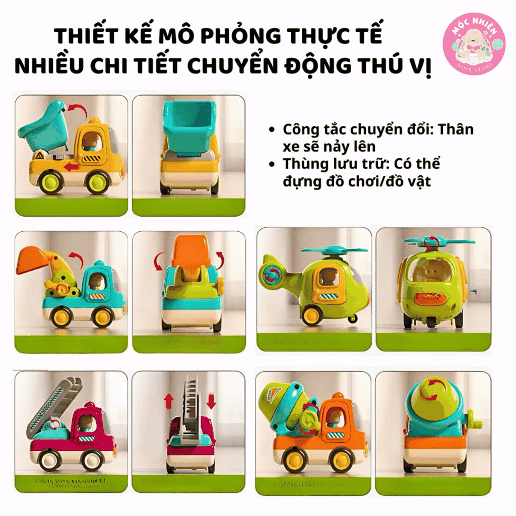 Ô tô đồ chơi trẻ em, xe tải đồ chơi, xe trộn bê tông, xe xúc cát cho bé có nhạc vui nhộn Goodway