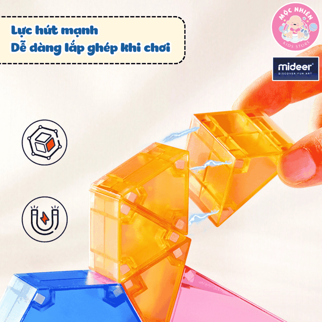 Đồ chơi xếp hình nam châm ánh sáng hình khối - Mideer Creative Magnetic Building Blocks - Dành cho bé từ 3 tuổi