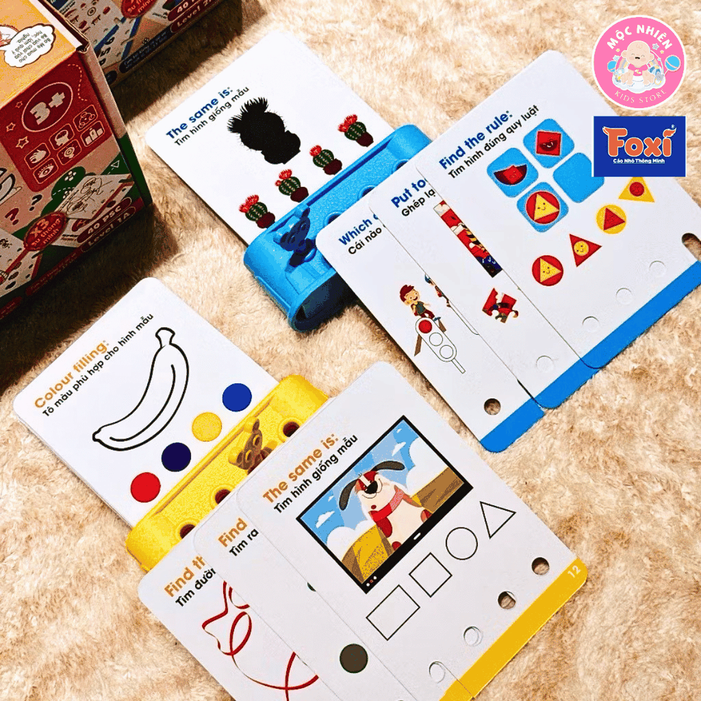 Đồ chơi trí tuệ giải câu đố cho bé từ 3-7 tuổi - Khoá logic phát triển tư duy (Song ngữ Anh Việt) - Hiệu Foxi