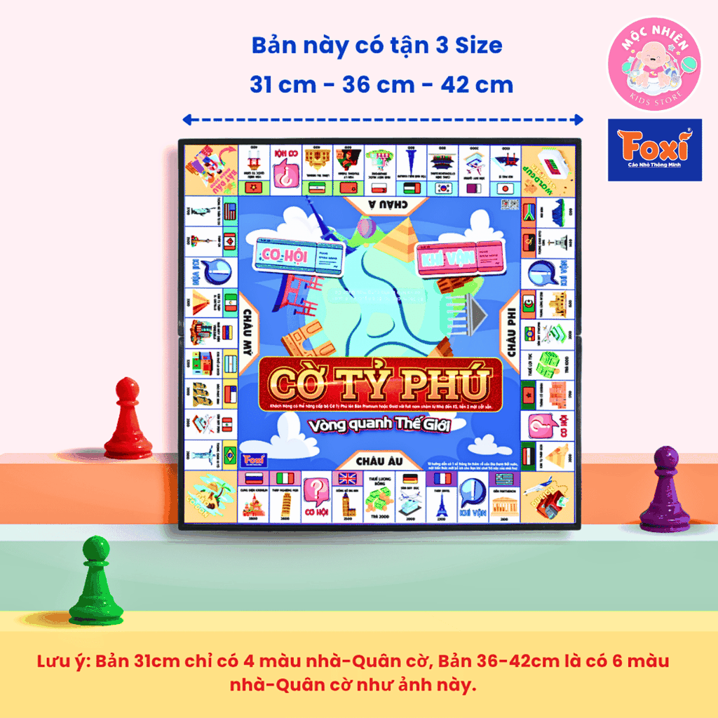 Đồ chơi Cờ Tỷ Phú Chủ Đề Vòng Quanh Thế Giới Size Lớn - Cờ Tỉ Phú Đồ Chơi Trí Tuệ Trẻ Em - Hiệu Foxi