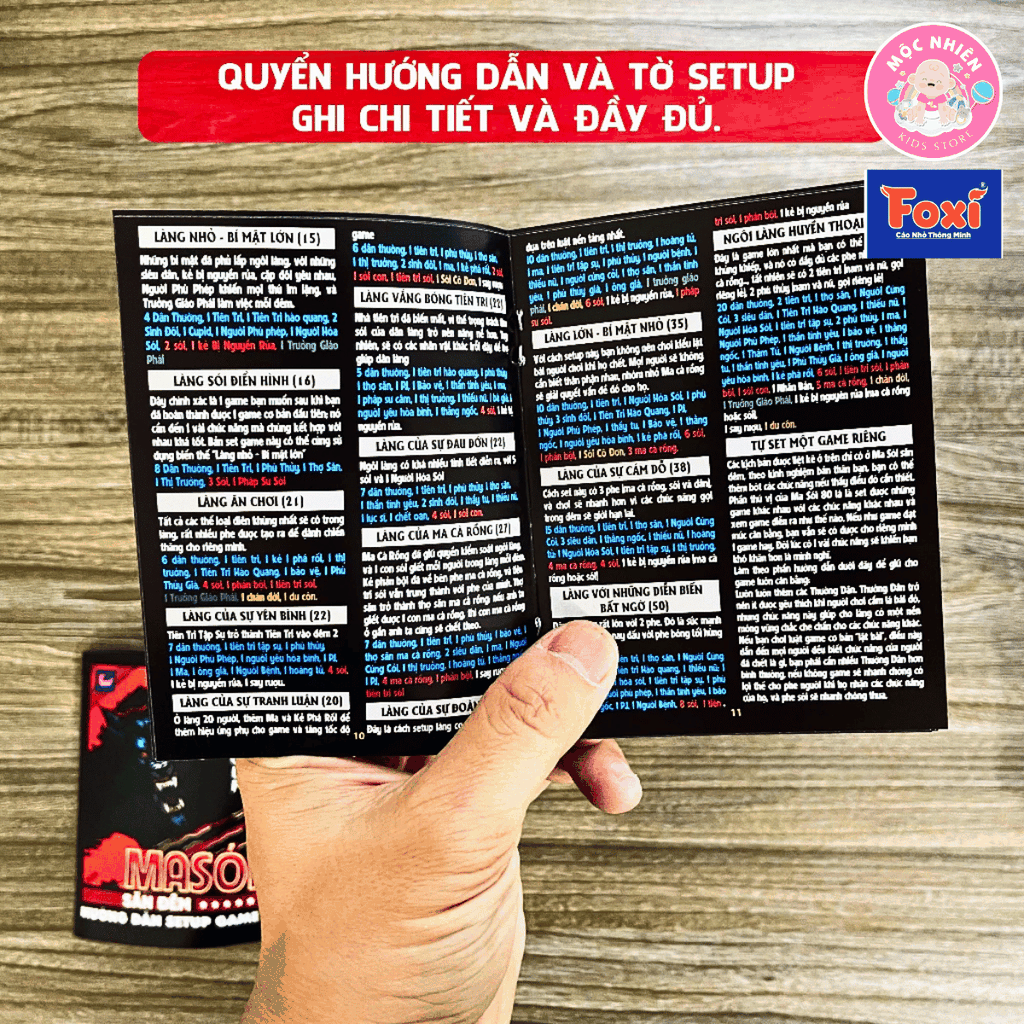 Board game Bài Ma Sói Săn Đêm Việt hóa Foxi - Werewoft-80 lá-78 lá tặng 2 thẻ mở rộng - Thẻ in siêu dày