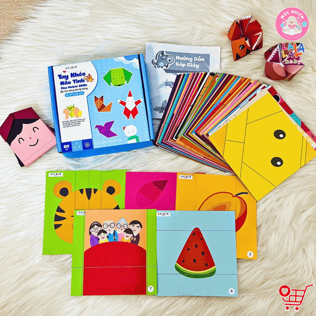 Đồ Chơi Giấy Thủ Công Đa Kỹ Năng Cắt Dán - Tô Màu - Gấp Giấy Tay Khéo Não Tinh Lalala Baby