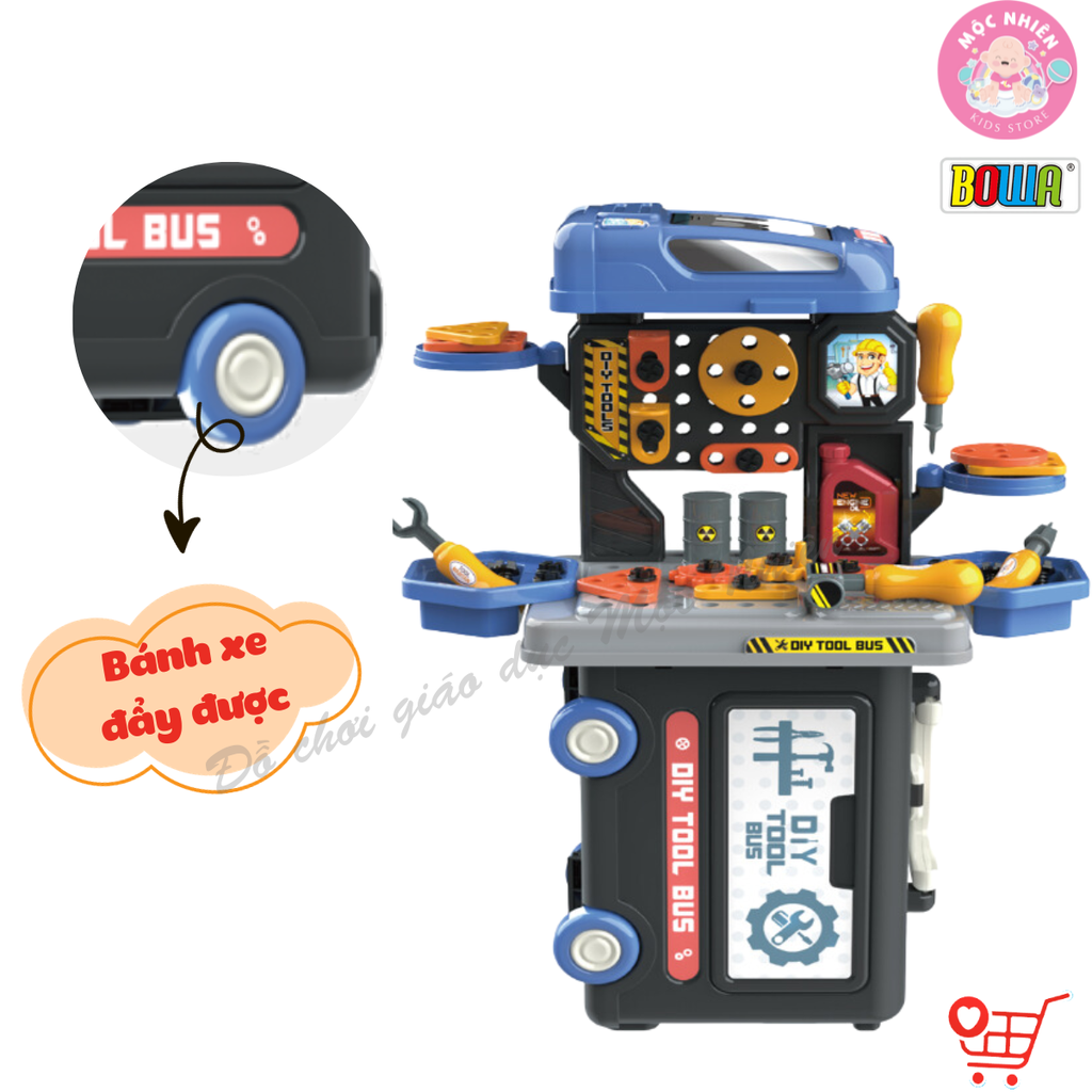 Đồ chơi nhập vai Bowa 8071 - Xe buýt công cụ kỹ sư 59 chi tiết