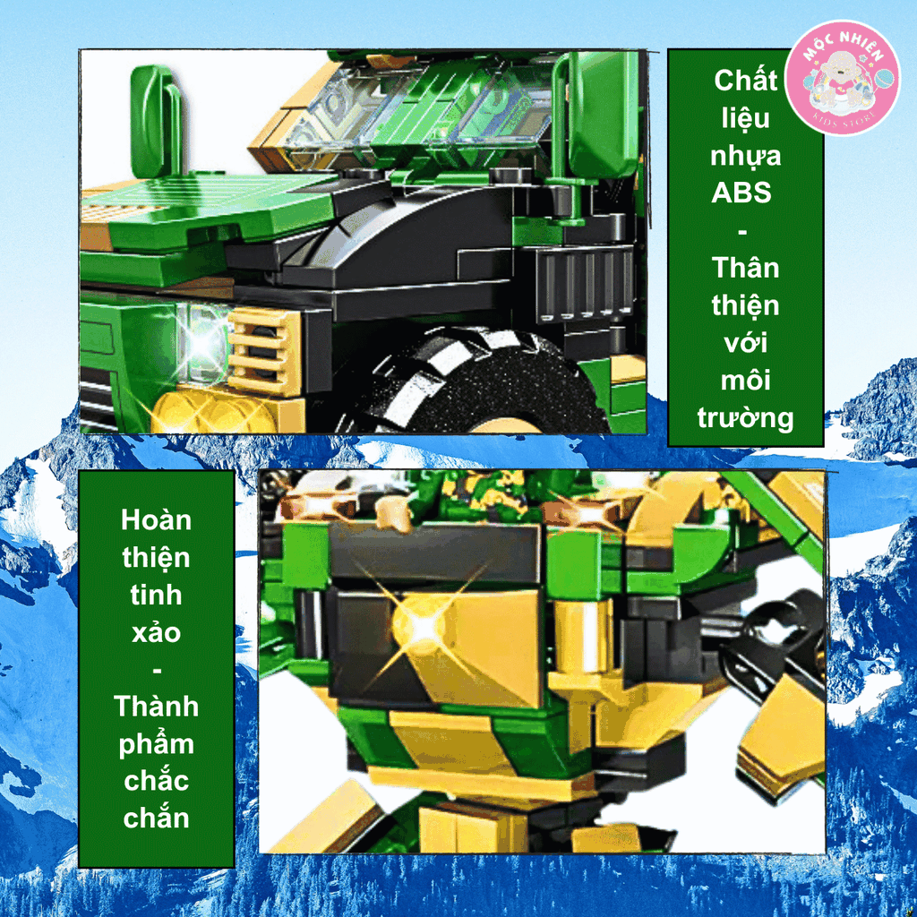 Đồ chơi lắp ráp 2 trong 1 Woma C0663 - Xe quân sự biến hình (325 mảnh ghép)
