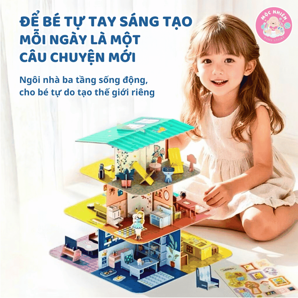 Đồ chơi lắp ráp Mô hình nhà búp bê biệt thự Mideer - Creative 3D Villa