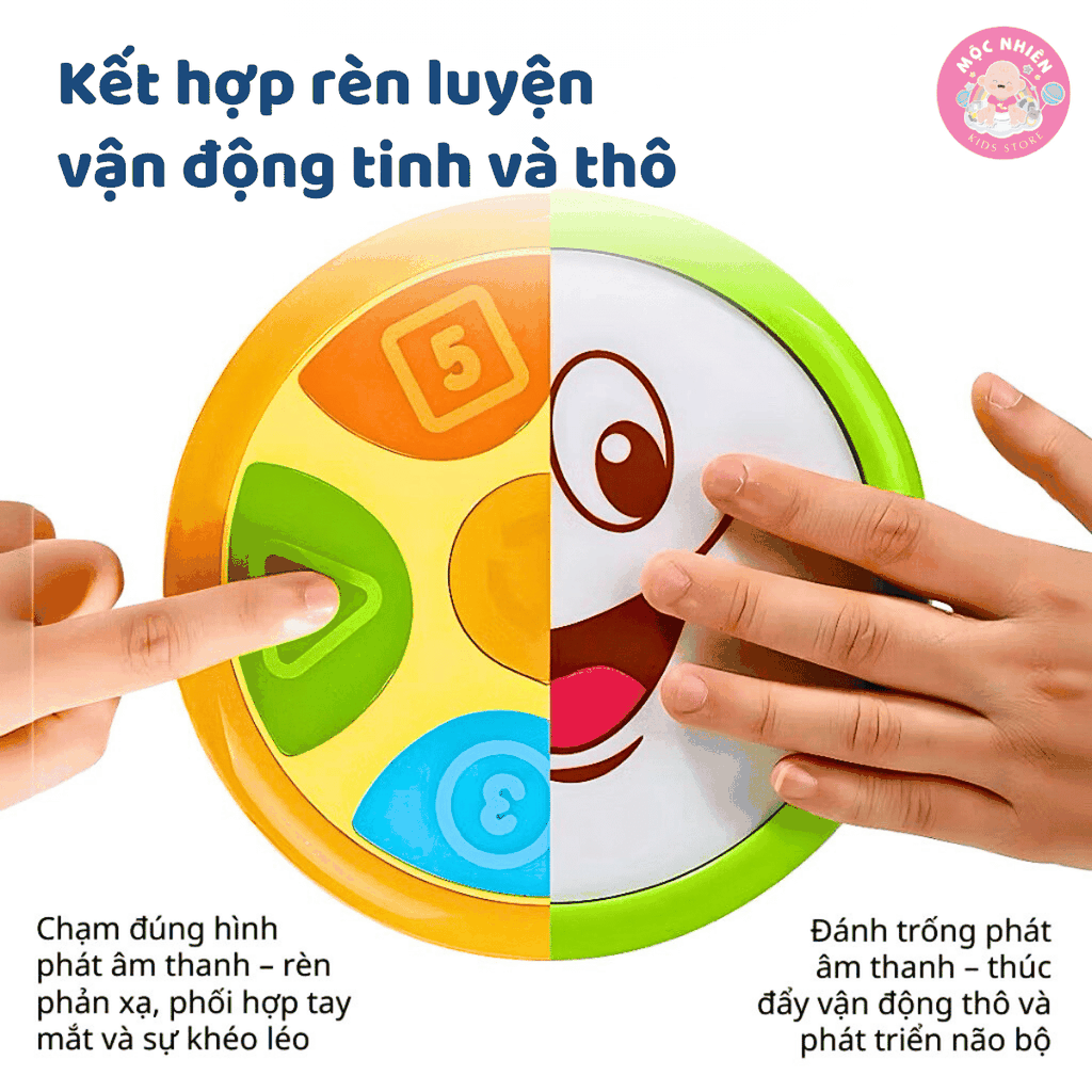 Trống đồ chơi hai mặt phát nhạc cho bé Goodway Drum GW3501C, Đồ Chơi Âm Nhạc An Toàn Cho Bé Từ 12 Tháng Tuổi