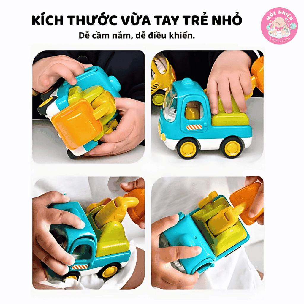 Ô tô đồ chơi trẻ em, xe tải đồ chơi, xe trộn bê tông, xe xúc cát cho bé có nhạc vui nhộn Goodway