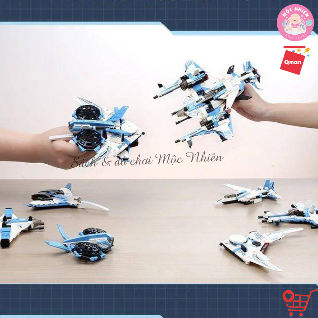 Đồ Chơi Lắp Ráp Qman 41106 (741 chi tiết) - Biệt Đội Tiên Phong - Máy Bay Chiến Đấu Thiên Hà - Cho bé từ 6t