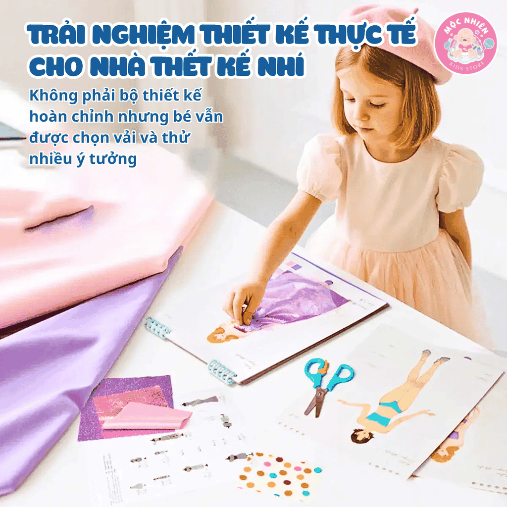 Sổ tay thiết kế thời trang Mideer kèm vải - Đồ chơi cho bé gái Dress-up Fashion Guide MD2348