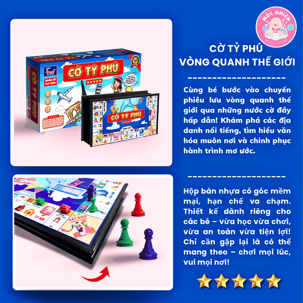 Đồ chơi Cờ Tỷ Phú Chủ Đề Vòng Quanh Thế Giới Size Lớn - Cờ Tỉ Phú Đồ Chơi Trí Tuệ Trẻ Em - Hiệu Foxi