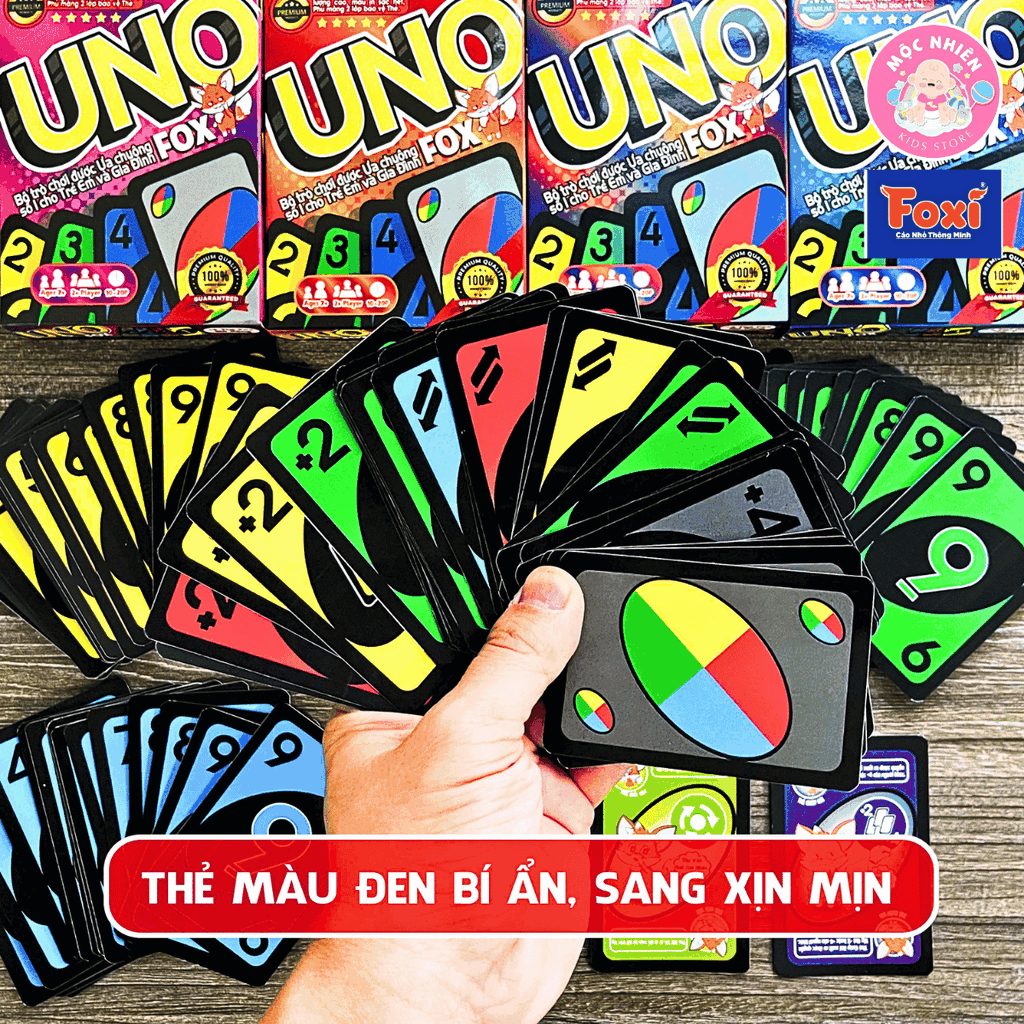 Bộ bài Boardgame - Uno Fox hiệu Foxi - UNO cao cấp-trò chơi thẻ bài siêu hay cuốn hút-gắn kết bạn bè gia đình