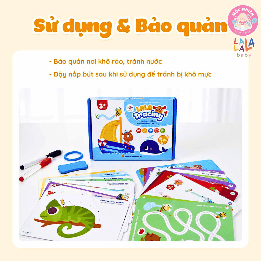 Combo 02 bộ Học liệu tô xóa Lala Tracing Plus - Đồ chơi giấy tô xóa thông minh đồ chơi tô xóa cho bé -Lalala baby