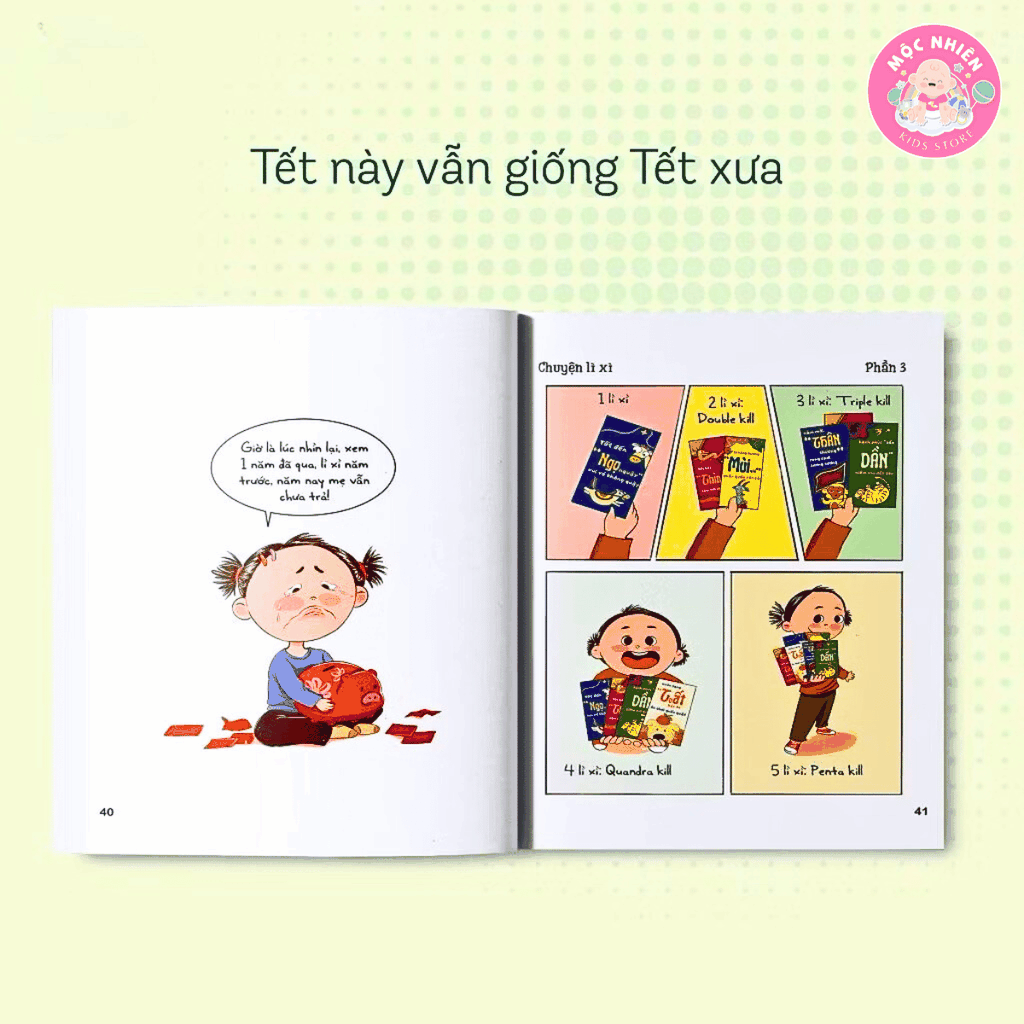 Hộp quà Tết tưng bừng cho bé độ tuổi 5+ gồm sách và set đồ chơi dân gian Ô ăn quan