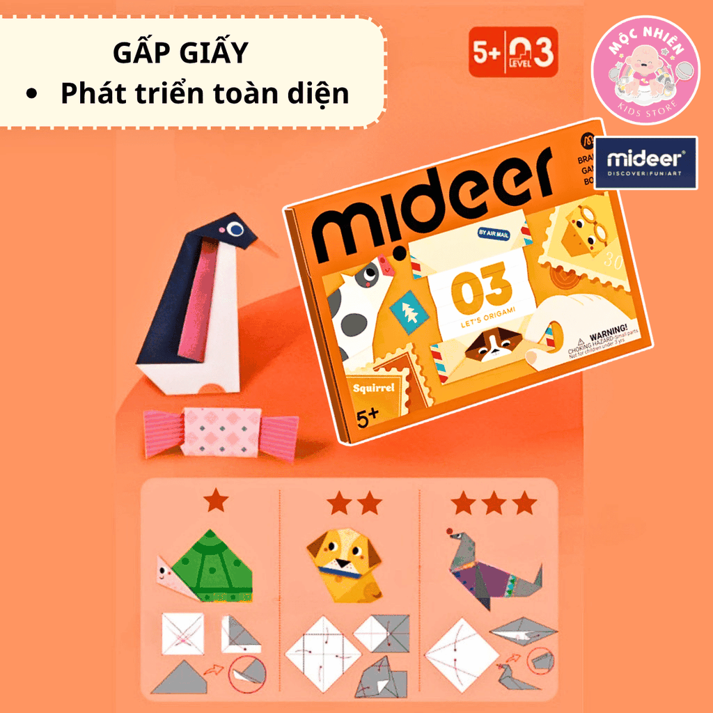 Đồ Chơi Gấp Giấy Thủ Công Origami Mideer - Cho Bé Từ 3 Tuổi Luyện Tay Khéo Léo