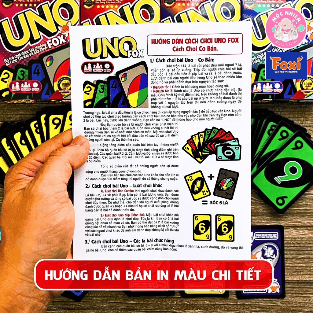 Bộ bài Boardgame - Uno Fox hiệu Foxi - UNO cao cấp-trò chơi thẻ bài siêu hay cuốn hút-gắn kết bạn bè gia đình