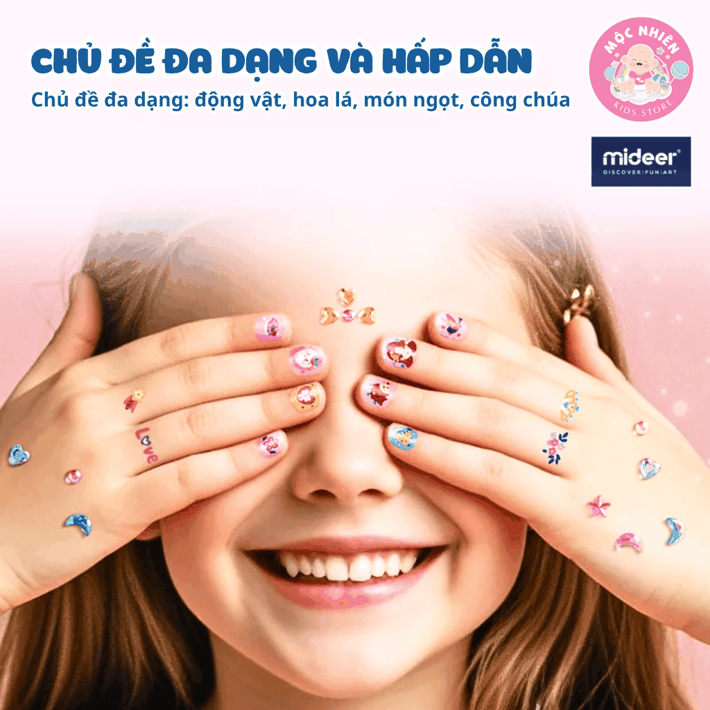 Đồ chơi Sticker dán móng tay cho bé Mideer Nail stickers 4 mẫu miếng dán cho bé gái