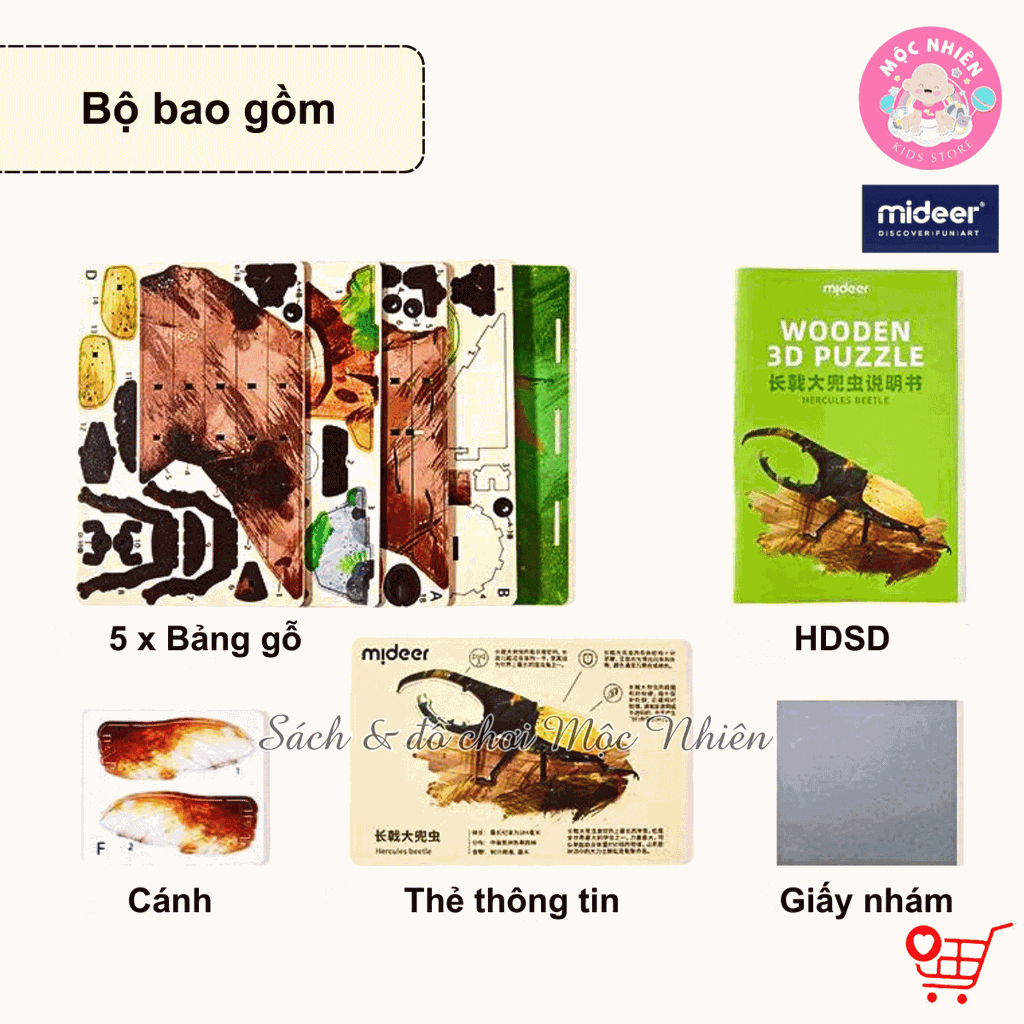 Mô hình lắp ghép gỗ Mideer Wooden 3D Puzzle, đồ chơi 3D sáng tạo cho bé từ 8 tuổi